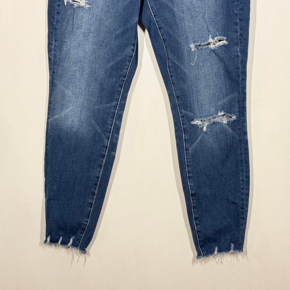 American Eagle Curvy Hi Rise‎ Jeans Size 12 Short Blue Denim Distressed Jegging - Picture 4 of 10